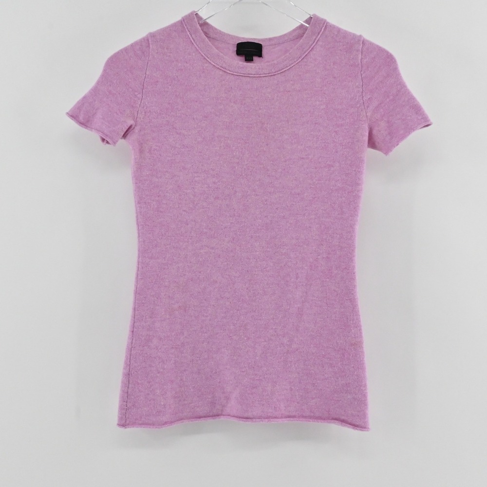 J Crew Collection Italian Cashmere Sweater Womens Size XXS Pink Short Sleeve